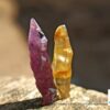 Ceylon Natural Double Terminated Complete Yellow & Pink Sapphire Crystal Couple - city of gem Ratnapura