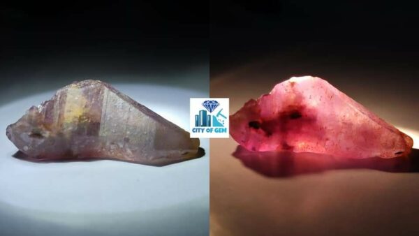Ceylon Natural Violet Sapphire Crystal With Violet to pink Colour shifting and very unique natural body carvings - city of gem Ratnapura