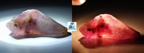 Ceylon Natural Violet Sapphire Crystal With Violet to pink Colour shifting and very unique natural body carvings - city of gem Ratnapura