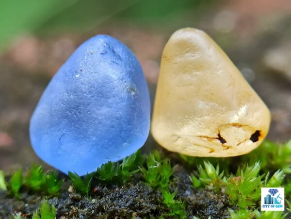 Ceylon Natural Blue and Yellow Sapphire Rough Gemstones - city of Gem Ratnapura