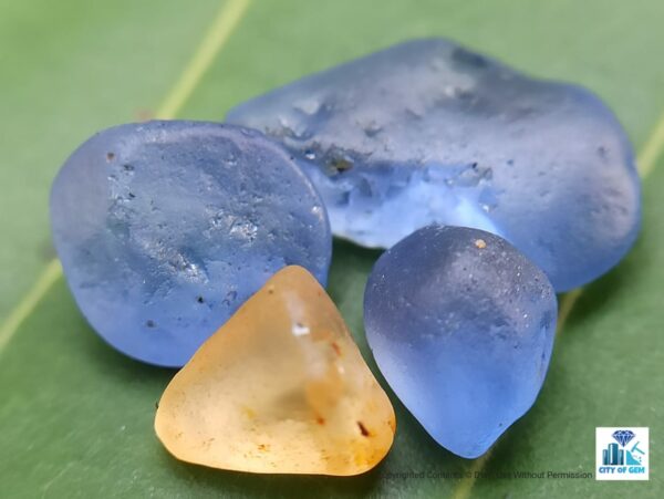 Ceylon Natural Blue and Yellow Sapphire Rough Gemstones - city of Gem Ratnapura