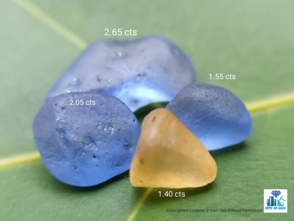 Ceylon Natural Blue and Yellow Sapphire Rough Gemstones - city of Gem Ratnapura