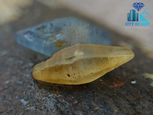 Ceylon Natural Yellow Sapphire and Blue Sapphire Crystal Couple - City Of Gem Ratnapura