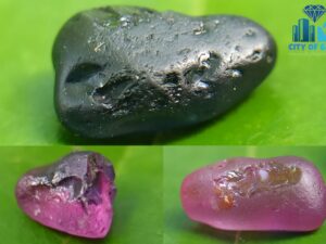 Ceylon Natural Bi-Color Sapphire, Dark Blue Sapphire and Pink Sapphire