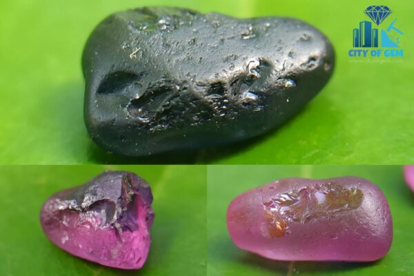 Ceylon Natural Bi-Color Sapphire, Dark Blue Sapphire and Pink Sapphire