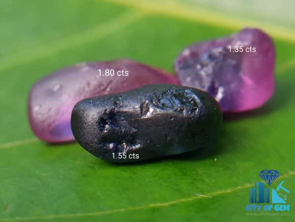 Ceylon Natural Bi-Color Sapphire, Dark Blue Sapphire and Pink Sapphire