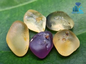 Ceylon Natural Yellow Sapphire Rough Gemstones lot with Purple Sapphire