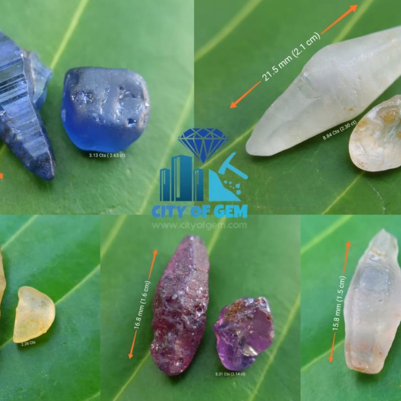 Different Colours of Ceylon Natural Sapphire Crystals with alluvial ...