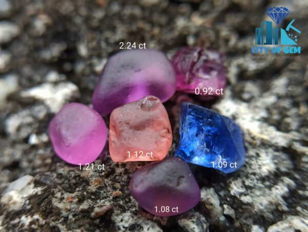 Ceylon Natural Sapphire Rough Gemstones with Fine Quality Padparadscha - city of gem Ratnapura
