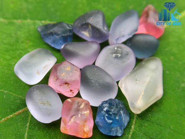 Ceylon Natural Spinel Rough Alluvial Gemstones with Mehenge and Ghano Spinel - Including 1 Gray Sapphire - City of gem Ratnqpura