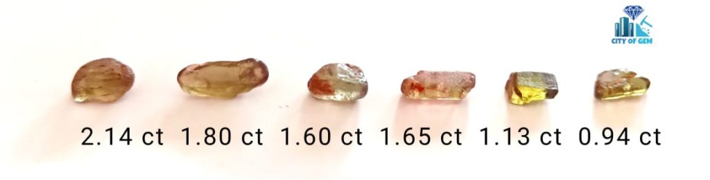 Rare Natural Andalusite Rough Gemstones with strong pleochroism