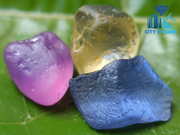 High Quality Ceylon Natural Blue, Pink and Yellow Sapphire Rough Stones - city of gem ratnapura