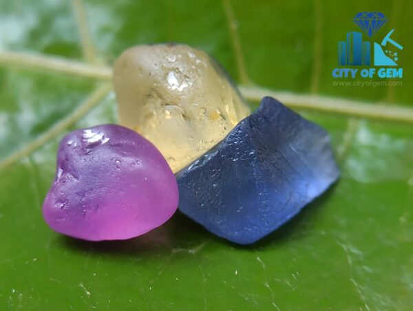 High Quality Ceylon Natural Blue, Pink and Yellow Sapphire Rough Stones - city of gem ratnapura