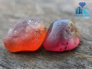 Ceylon Natural Hessonite and Rhodolite Garnet Raw Gem Couple