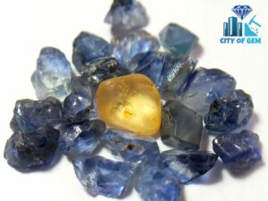 Natural Blue Sapphire Gemstones Lot With Yellow Sapphire