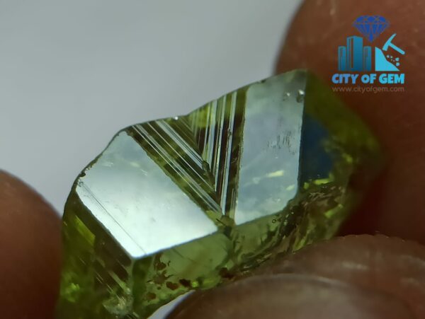 Excellent Transparent Rare Natural Chrysoberyl Apple Green Half Petal Crystal with naturally formed growth marks - city of gem ratnapura