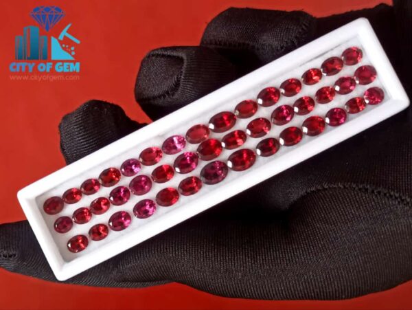 Natural Pink & Red Garnet Faceted Gemstones Collection - Oval Shape -- city of gem Ratnapura