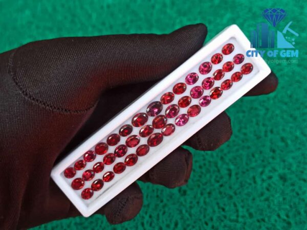Natural Pink & Red Garnet Faceted Gemstones Collection - Oval Shape -- city of gem Ratnapura
