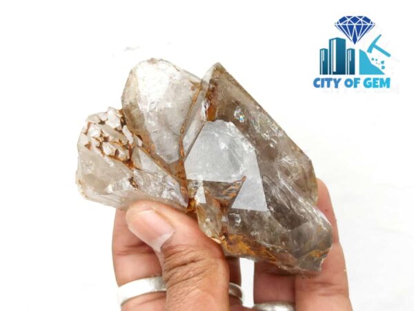Ceylon Natural Enhydro Quartz Crystal Cluster - Visible 2 moving gass bubble - City of gem Ratnapura