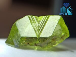 Excellent Transparent Rare Natural Chrysoberyl Apple Green Half Petal Crystal with naturally formed growth marks - city of gem ratnapura