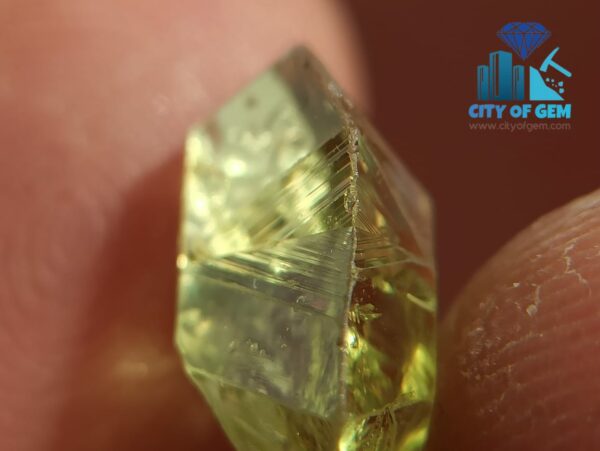 Excellent Transparent Rare Natural Chrysoberyl Apple Green Half Petal Crystal with naturally formed growth marks - city of gem ratnapura