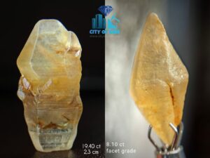 Ceylon Natural Yellow Sapphire Crystal Couple (Visible naturally occurred surface patterns like carving)