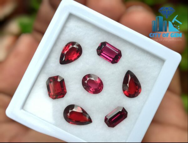 Natural Pink & Red Garnet Faceted Gemstones Collection with Purplish Rhodolites - City of gem Ratnapura