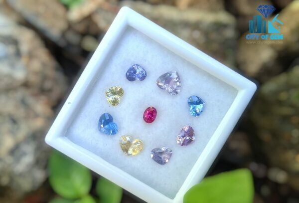 Unheated Ceylon Sapphire Heart Collection with Oval Shape Hot Pink Sapphire