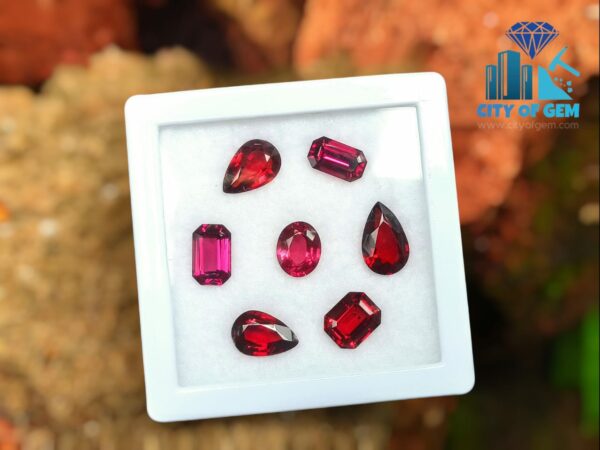 Natural Pink & Red Garnet Faceted Gemstones Collection with Purplish Rhodolites - City of gem Ratnapura