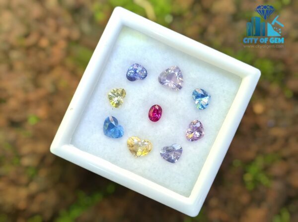 Unheated Ceylon Sapphire Heart Collection with Oval Shape Hot Pink Sapphire
