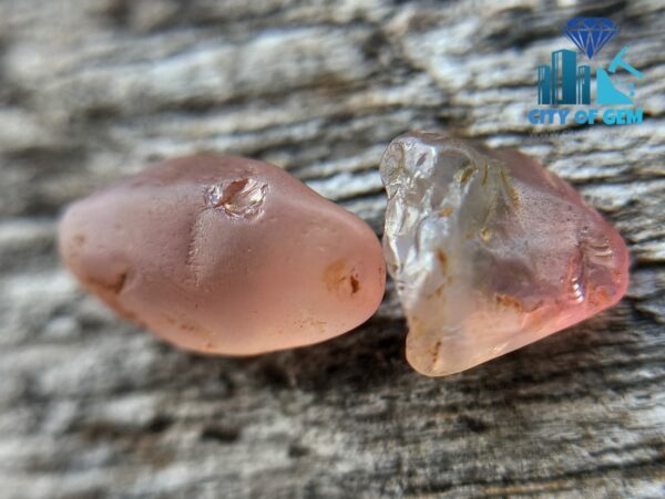 Ceylon Natural Padparadscha Sapphire Rough Gem Couple - King Sapphire - City of gem ratnapura