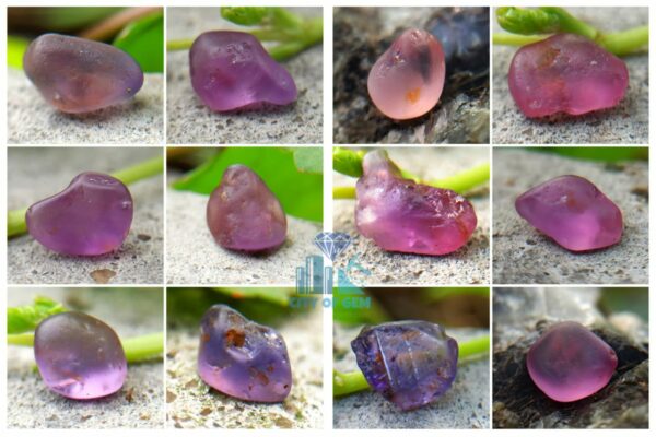 14_Facet Grade Ceylon Natural Sapphire Rough Stones - Pink to Purple Color Range - city of gem ratnapura