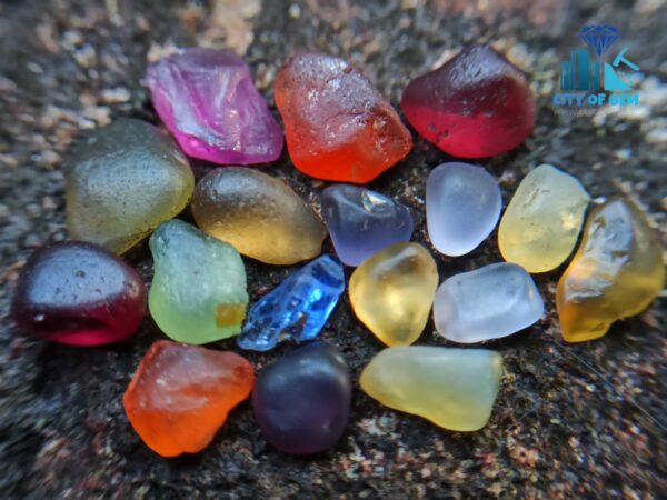 4_Facet Grade Natural Multicolour Rough Gemstones Collection - city of gem ratnapura