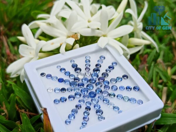 1_Faceted Blue Sapphire Round Gemstones Collection - City of gem ratnapura