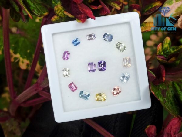 7_Ceylon Natural Faceted Multicolour Sapphire Collection - Cushion & Octagon Shape ' city of gem ratnapura