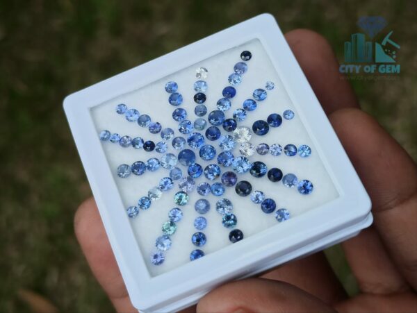 2_Faceted Blue Sapphire Round Gemstones Collection - City of gem ratnapura