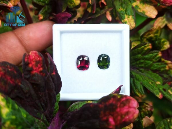 1_Green & Red - Natural Green Zircon and Red Garnet Couple from Sri Lanka -City of gem ratnapura