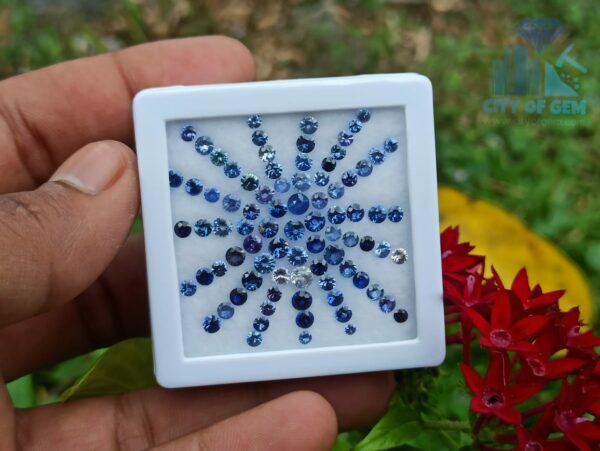 1_Faceted Blue Sapphire Round Gemstones Collection - City of gem ratnapura
