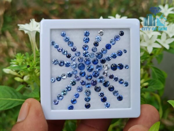 1_Faceted Blue Sapphire Round Gemstones Collection - City of gem ratnapura
