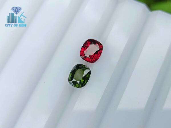 1_Green & Red - Natural Green Zircon and Red Garnet Couple from Sri Lanka -City of gem ratnapura