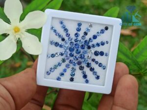 5_Faceted Blue Sapphire Round Gemstones Collection - City of gem ratnapura