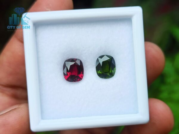 1_Green & Red - Natural Green Zircon and Red Garnet Couple from Sri Lanka -City of gem ratnapura