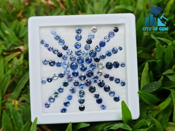 1_Faceted Blue Sapphire Round Gemstones Collection - City of gem ratnapura