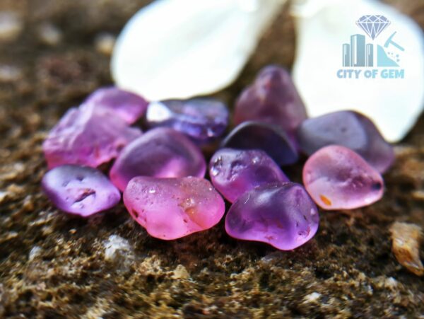3_Facet Grade Ceylon Natural Sapphire Rough Stones - Pink to Purple Color Range - city of gem ratnapura