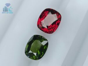 1_Green & Red - Natural Green Zircon and Red Garnet Couple from Sri Lanka -City of gem ratnapura