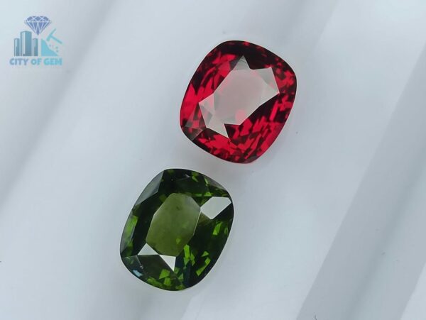 1_Green & Red - Natural Green Zircon and Red Garnet Couple from Sri Lanka -City of gem ratnapura