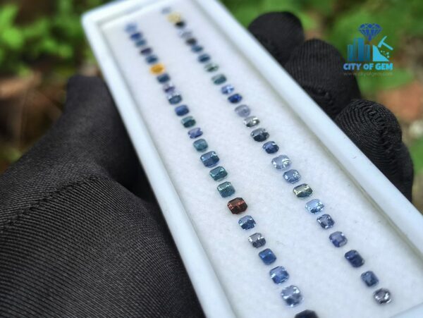 3_Faceted Octagon Shape Various shades of Blue Sapphire Collection - city of gem ratnapura