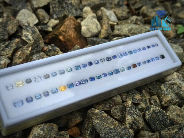 3_Faceted Octagon Shape Various shades of Blue Sapphire Collection - city of gem ratnapura