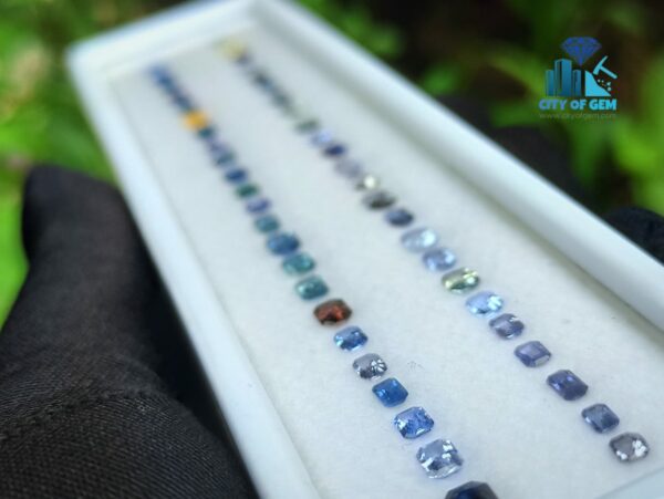 3_Faceted Octagon Shape Various shades of Blue Sapphire Collection - city of gem ratnapura