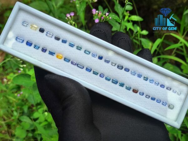 3_Faceted Octagon Shape Various shades of Blue Sapphire Collection - city of gem ratnapura